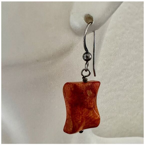 Sterling Silver Fossil Coral Dangle Earrings - Picture 4 of 9